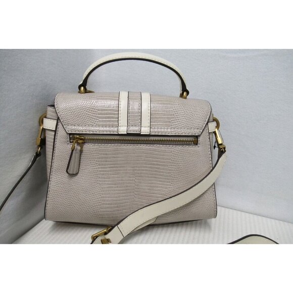 Guess Ginevra Handle Crossbody Bag Purse Taupe & Cream Gold Hardware Exotic NWOT - Picture 5 of 15